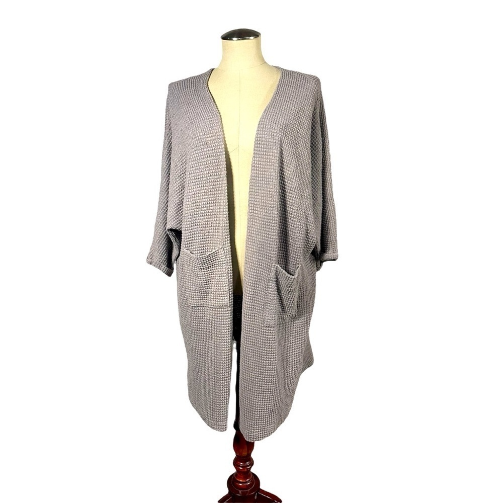 Mittoshop Gray Waffle Cardigan Size S/M - Picture 2 of 9